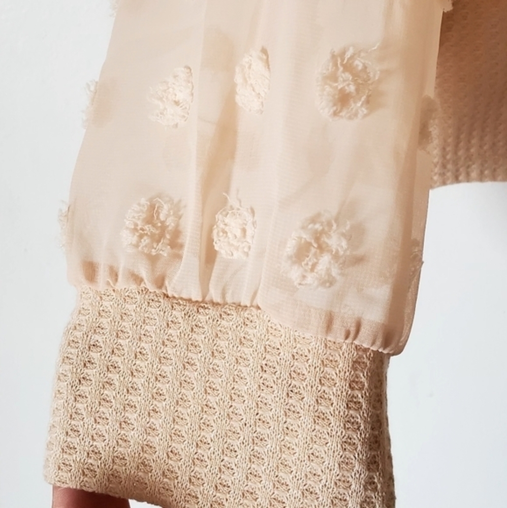 Cream Soft Dressy Blouse‎ Top Sheer Sleeves Women Size 2XL NWOT - Picture 5 of 9